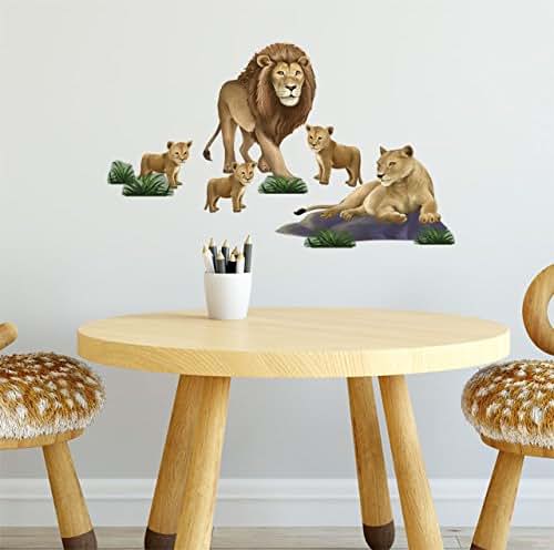 Create-A-Mural Jungle Animal Wall Decals Lion Family Peel & Stick Vinyl Stickers