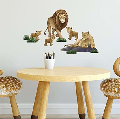 Create-A-Mural Jungle Animal Wall Decals Lion Family Peel & Stick Vinyl Stickers
