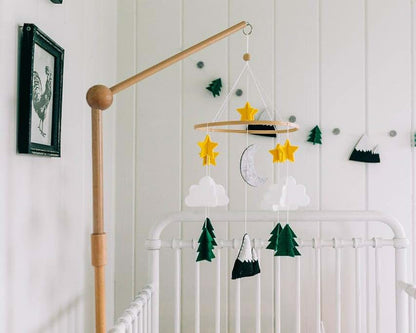 Sorrel + Fern Baby Crib Mobile Starry Woodland Night With Garland
