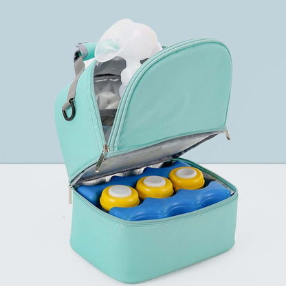 HomDSim Double Layer Breastmilk Cooler Bag with Ice Pack and Pump Compartment
