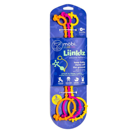MÖBI Mobi Liinklz Silicone Tethers - Flexible and Soft Toy Straps for Baby, Stroller Toy Safety Straps and Easy to