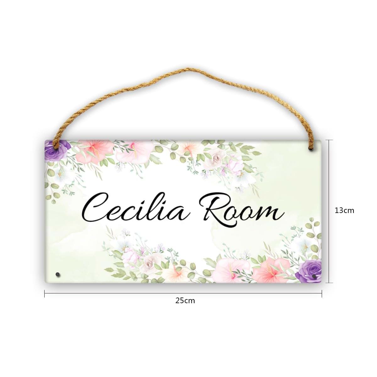CUSDECOR Personalized Flower Floral Kid Room Door Sign Custom Name Boys Girls Bedroom Toddler Baby Nursery Decor Art