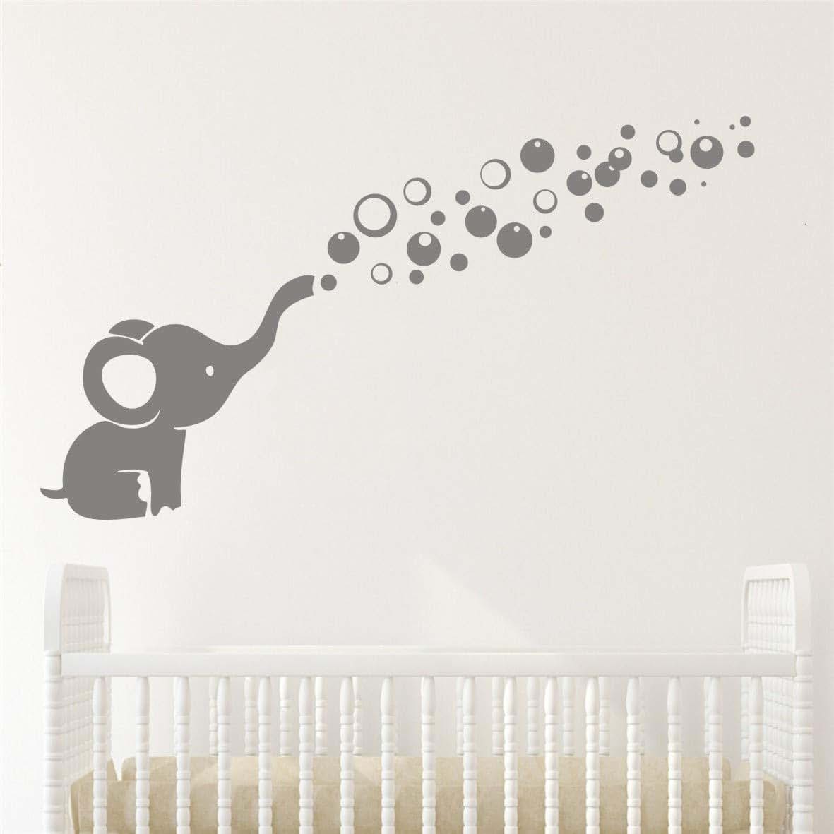 YOYOYU Art Home Decor Elephant Blowing Bubbles Gray Wall Decal