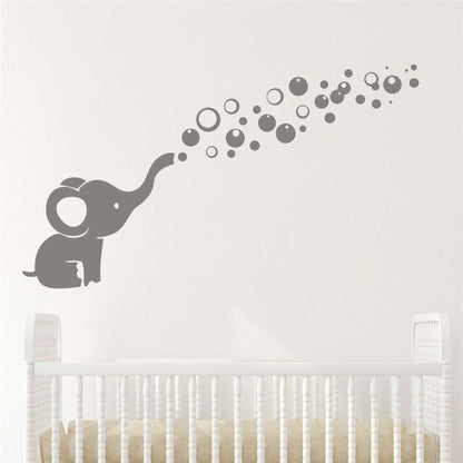 YOYOYU Art Home Decor Elephant Blowing Bubbles Gray Wall Decal