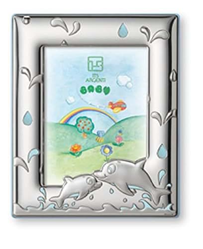 Sterling Touch Sterling Silver Picture Frame - Dolphines Made In Italy (Pink Back)