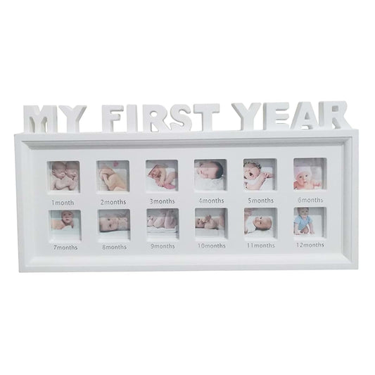 Sgqtqybk My First Year Photo Board, PVC 12 Month Baby First Year Photo Frame, 8x16.5 Inch Newborn Baby Desktop Picture