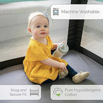 SheetWorld Fitted Pack N Play Playard Sheet 36x36, 100% Cotton Woven, Pindots Black, Made in USA