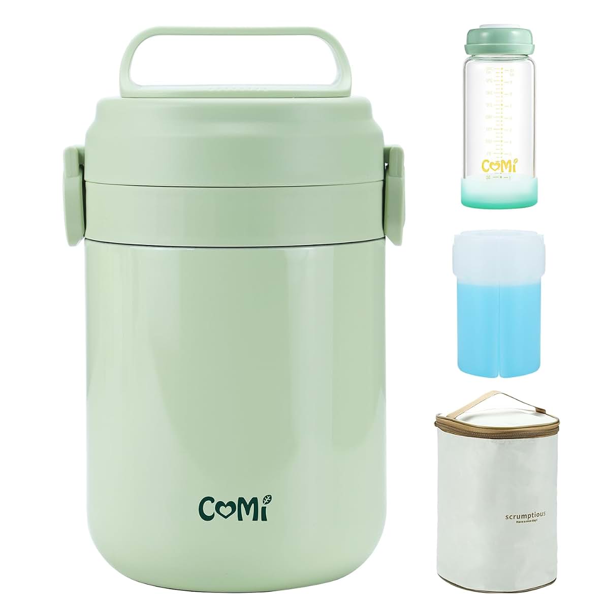 COMI Breast Milk Cooler,24H Triple-Layer Cooling,Breastmilk Storage Bottles Container, 10oz Leak Proof Outdoor Small