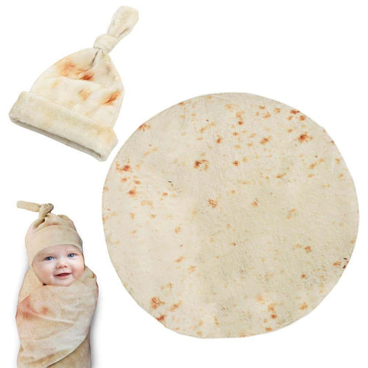 Ashipher Burrito Swaddle Blanket And Hat Set, 36 Inch Round Flannel Wrap