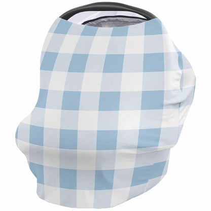 Zadaling Nursing Cover for Breastfeeding, Blue Check White Buffalo, Multi-Use