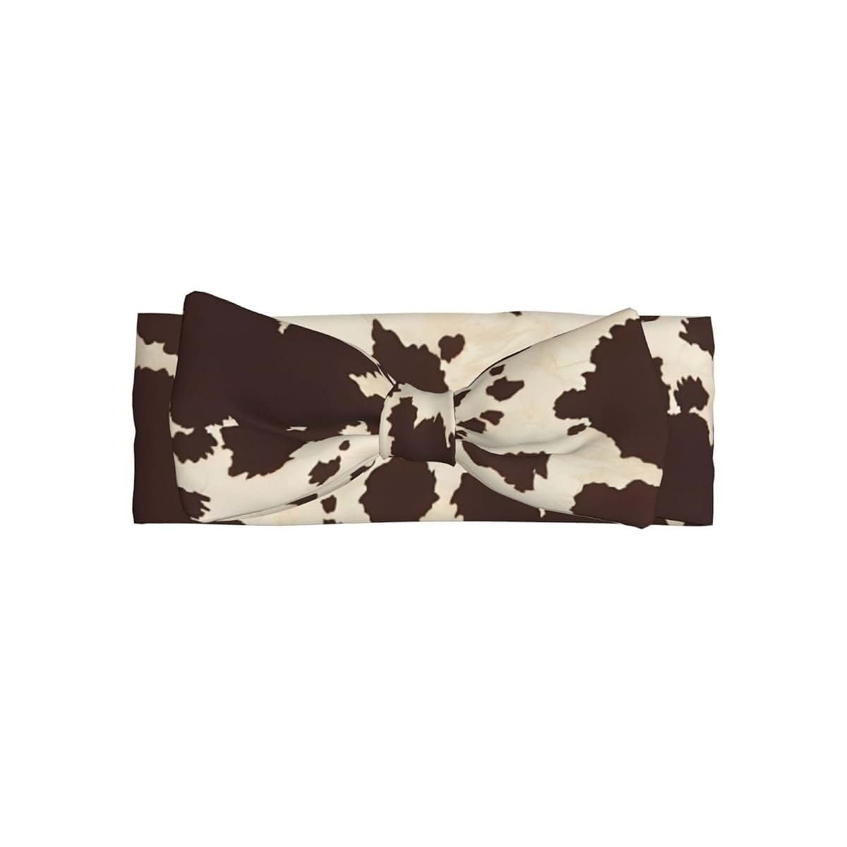 FoRes Cow Fur Print Baby Bow Headband, Soft Polyester Spandex Hair Accessory