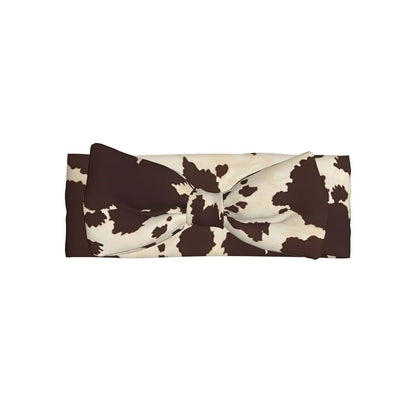 FoRes Cow Fur Print Baby Bow Headband, Soft Polyester Spandex Hair Accessory