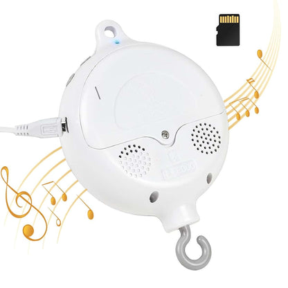 HLEEDUO Bluetooth Crib Mobile Music Box Spinner with 128MB SD Card and Swivel Hook