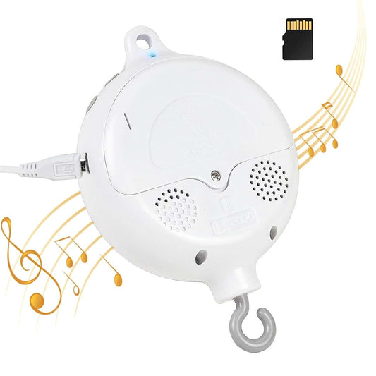 HLEEDUO Bluetooth Crib Mobile Music Box Spinner with 128MB SD Card and Swivel Hook