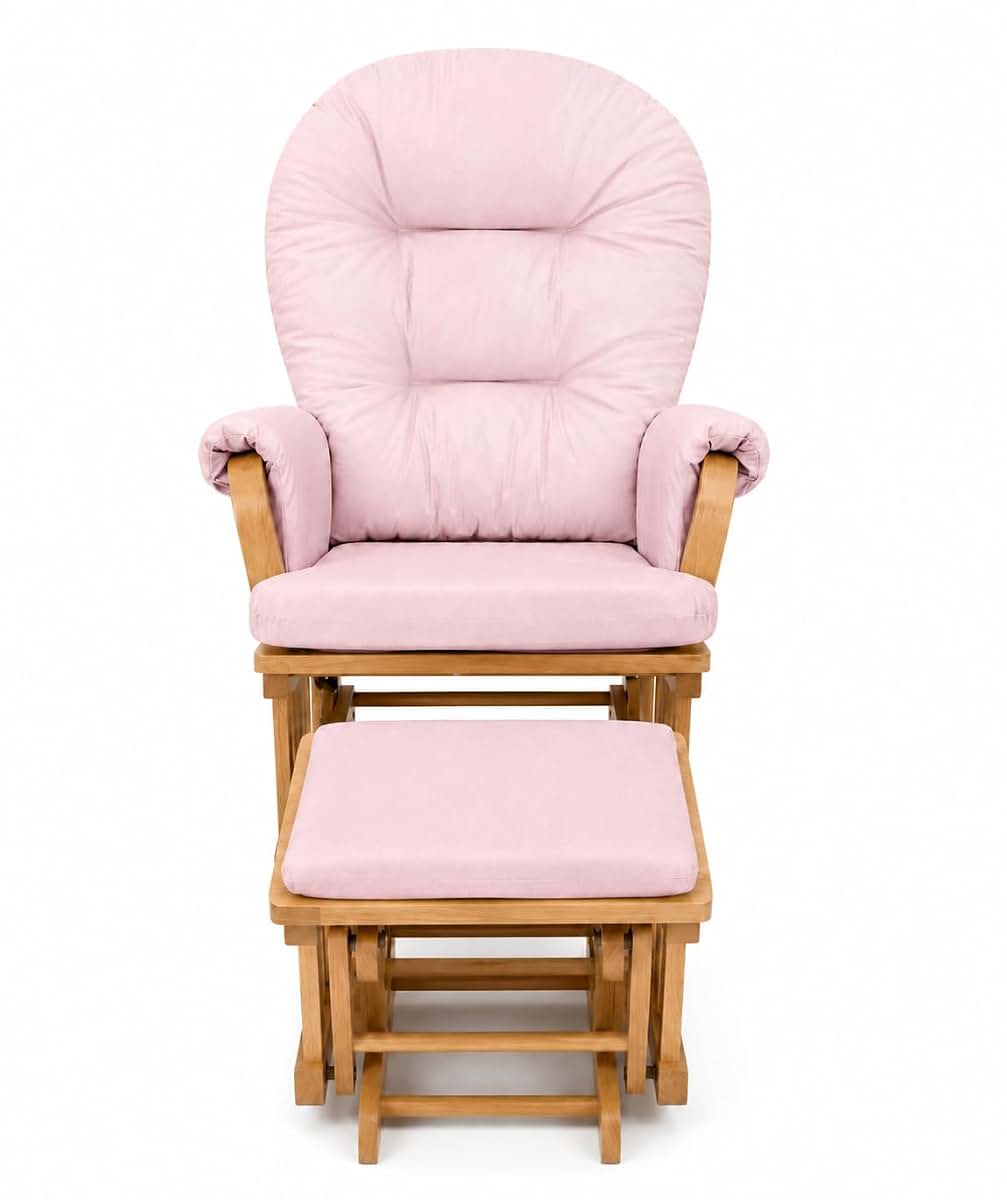 Suite Bebe Maya Nursery Rocking Chair With Ottoman In Poetic Natural Wood And Pink (photo 4)