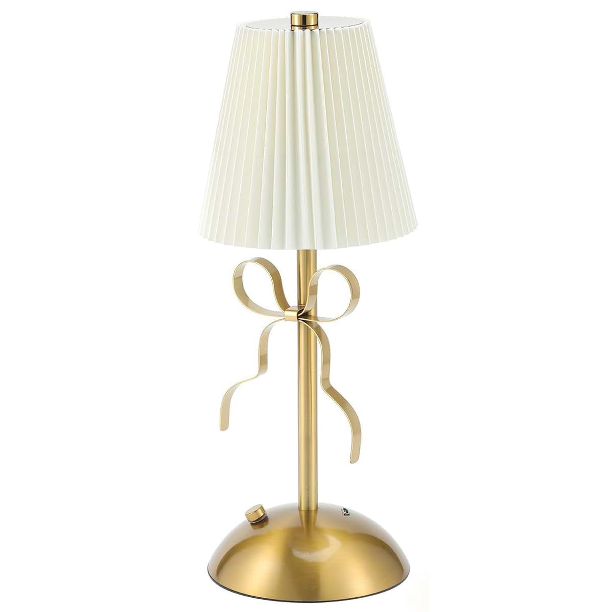 Gold Bow Night Light Lamp | 3 Color Dimming & USB Rechargeable Bedside Lighting