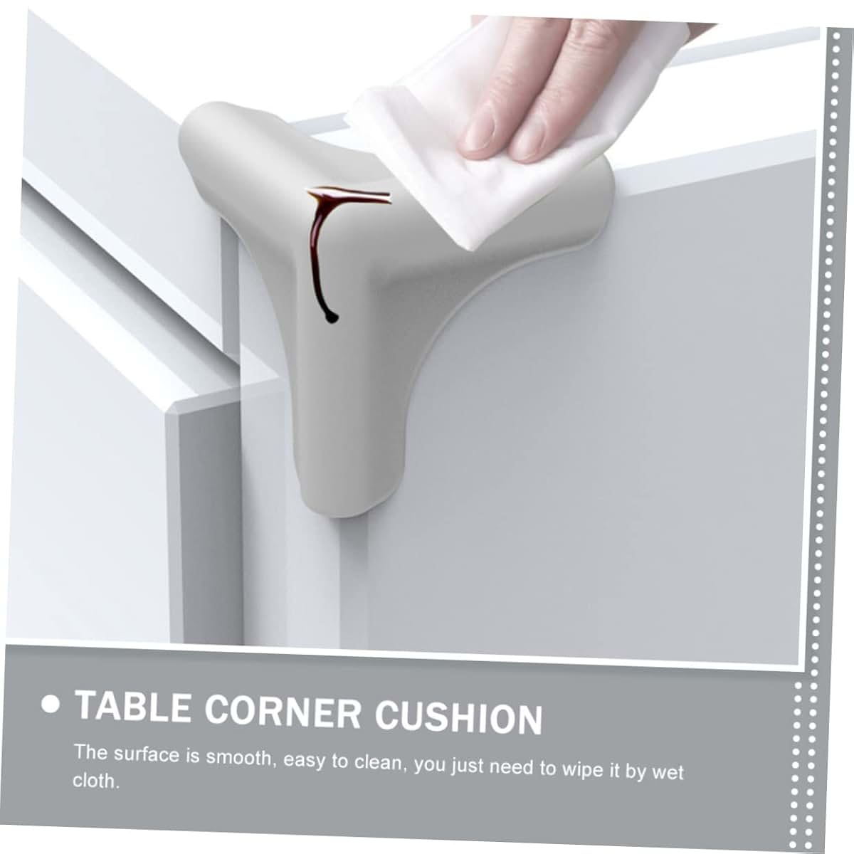 COOLHIYA 4-Piece Silicone Corner Guards for Furniture, Grey, Cuttable Length