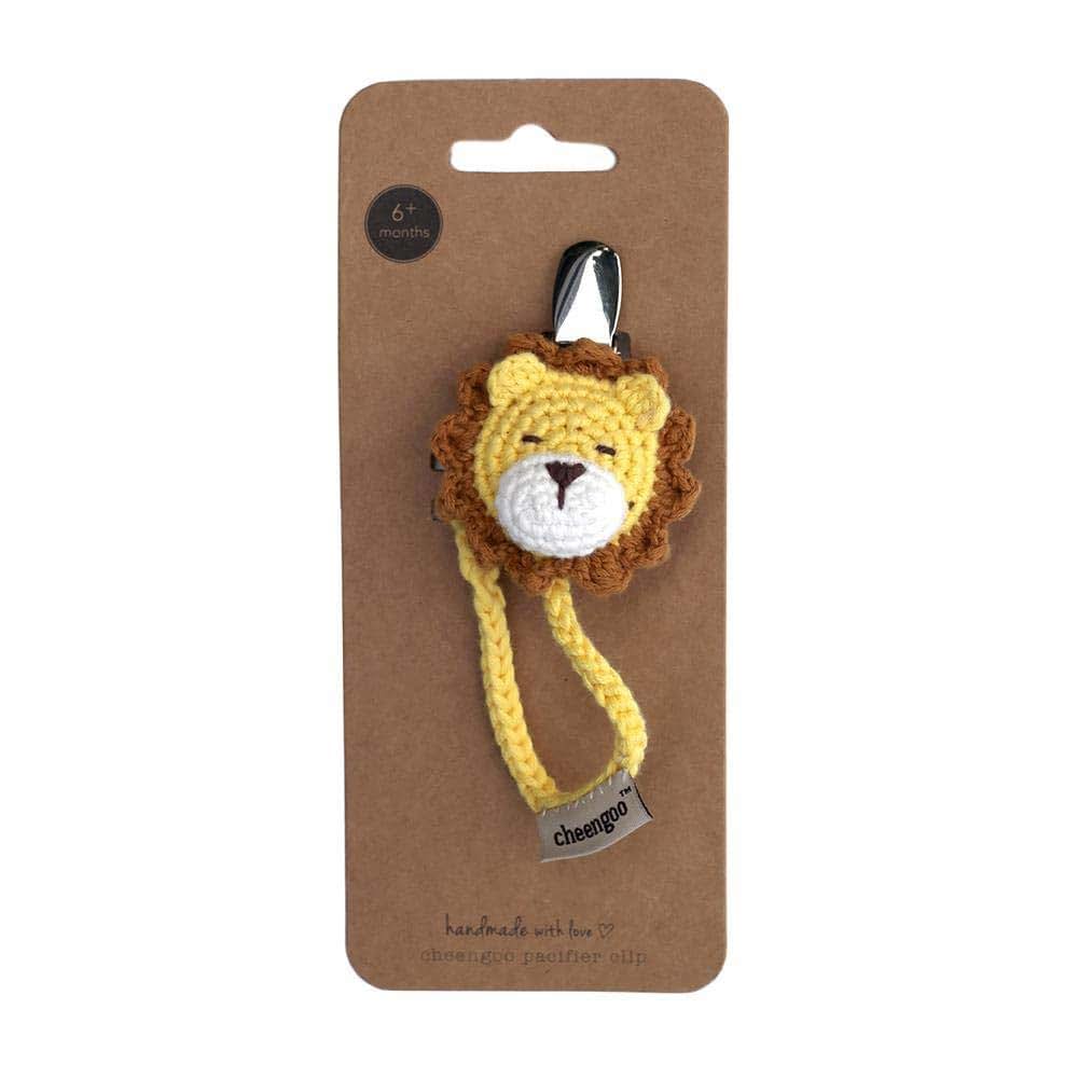 Cheengoo Hand Crocheted Pacifier Clip - Lion-Shaped Cotton Clip