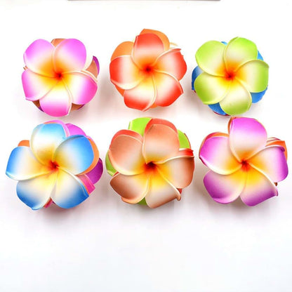 WinldMonmo Hawaiian Plumeria Flower Hair Clips, 6 Pack Artificial Tropical Hairpins