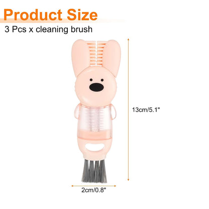 Uxcell 3-Pack Cup Lid Cleaning Brush with Rabbit Pattern, Pink