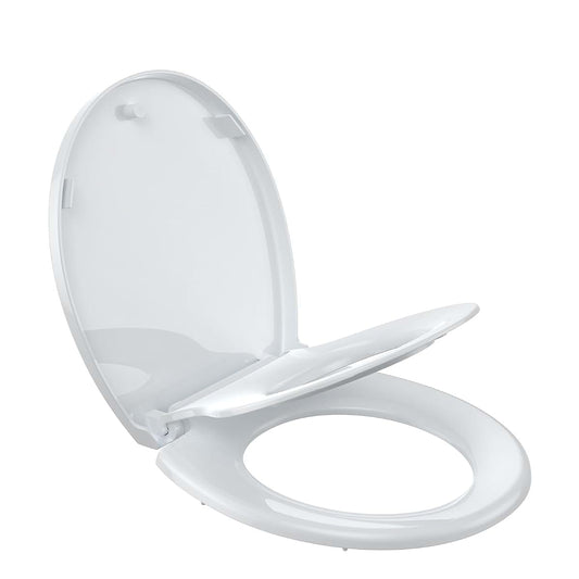 PrecisionAuto Round Toilet Seat, Toilet Lid Slow Close Quiet No Thud, Magnets Down Lock Quick Release Full Flat Potty