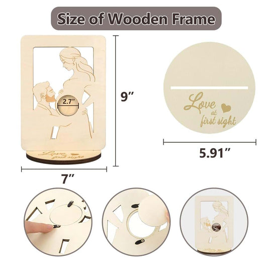 BEMAXYE Baby Ultrasound Photo Wooden Frame for Pregnant Women, 9x7 Inch Pregnancy Announcement Gift (B)