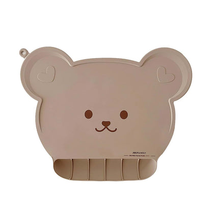Shinycome Cute Bear Silicone Kids Placemat with Food Catching Pocket, Non-Slip