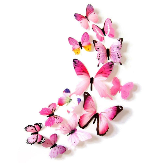BabyOneStop 12-Piece Pink 3D Butterfly Wall Decor Decals