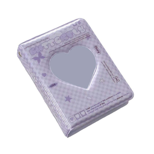 Ldbuejiaja Fashionable 3Inch SmallPhoto Album Heart Hollowed Card Holders with 40 Pocket Idol Photocard Binder Book for