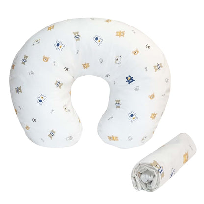 Elyxen Nursing Pillow Cover Soft Cotton Removable Cover for Breastfeeding Pillows Blue Bear