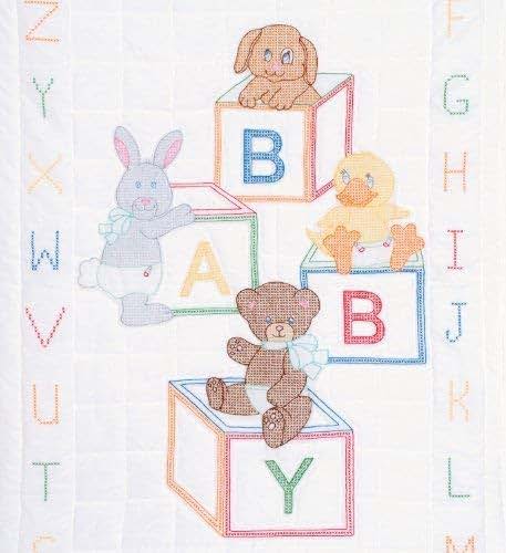 Jack Dempsey Needle Art Baby Blocks Crib Quilt Top (photo 4)