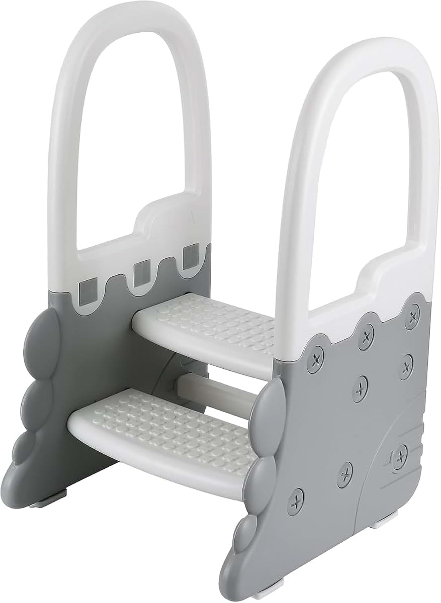 Sunvasagoo Step Stool for Toddlers, with Handles and 2 Step Stools, Anti-Slip Stool for Kitchen Counter, Ideal Plastic