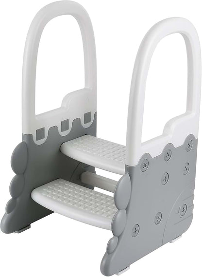 Sunvasagoo Step Stool for Toddlers, with Handles and 2 Step Stools, Anti-Slip Stool for Kitchen Counter, Ideal Plastic