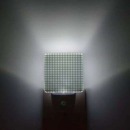Sage Green Buffalo Plaid LED Night Light for Kids, Plug-In Dusk to Dawn Sensor