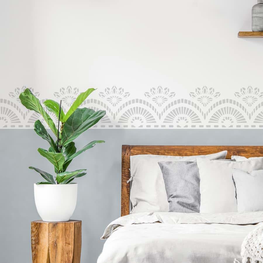 Ideal Stencils Scallop Lace Wall Border Stencil For Nursery Decor