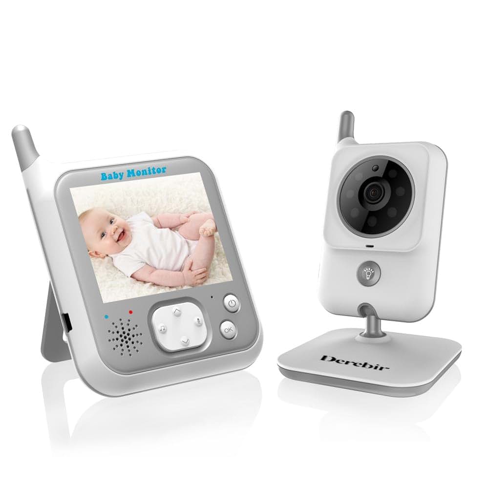Derebir Video Baby Monitor with Camera, 3.2 Inch Screen, Two-Way Talk, Night Vision
