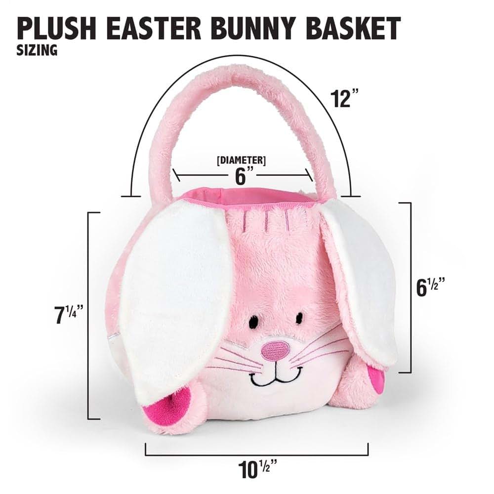 GiftsForYouNow Embroidered Fuzzy Pink Bunny Personalized Easter Basket, Plush Easter Basket for Little Girls, Easter (photo 3)