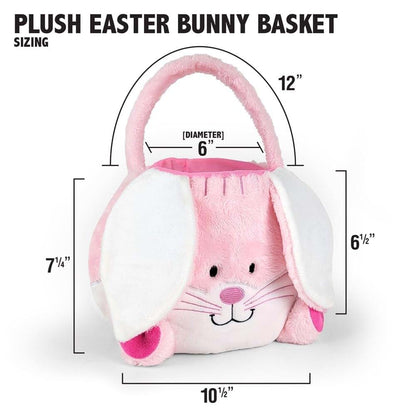 GiftsForYouNow Embroidered Fuzzy Pink Bunny Personalized Easter Basket, Plush Easter Basket for Little Girls, Easter (photo 3)