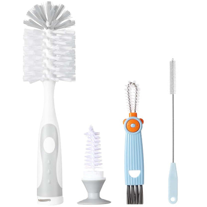 Anivona Baby Bottle Brush Set with Suction Base and Hidden Cleaner in Gray