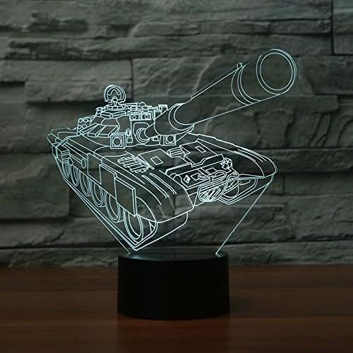 Jinnwell 3D Tank Night Light Lamp Optical Illusion Night Light 7 Color Changing Touch Switch Table Desk Decoration (photo 4)