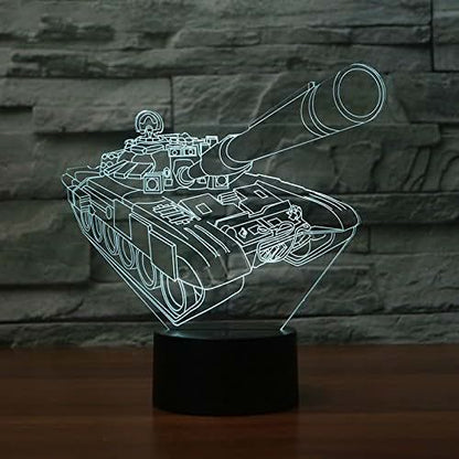 Jinnwell 3D Tank Night Light Lamp Optical Illusion Night Light 7 Color Changing Touch Switch Table Desk Decoration (photo 4)