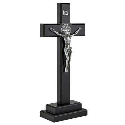 Christian Brands Saint Benedict Standing Crucifix, 13-3/4"" H, 5"" Corpus, Black