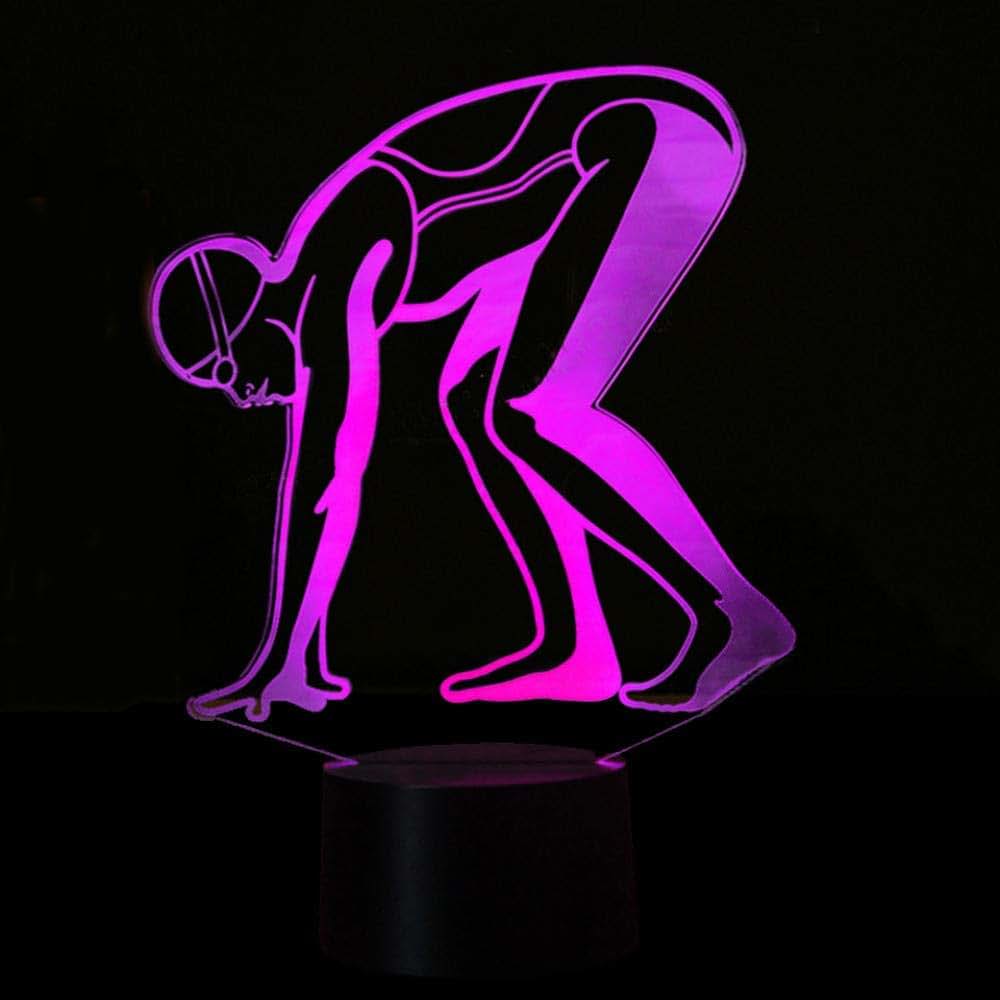 Jinnwell 3D Swimming Night Light Lamp Illusion Led 7 Color Changing Touch Switch Table Desk Decoration Lamps Acrylic