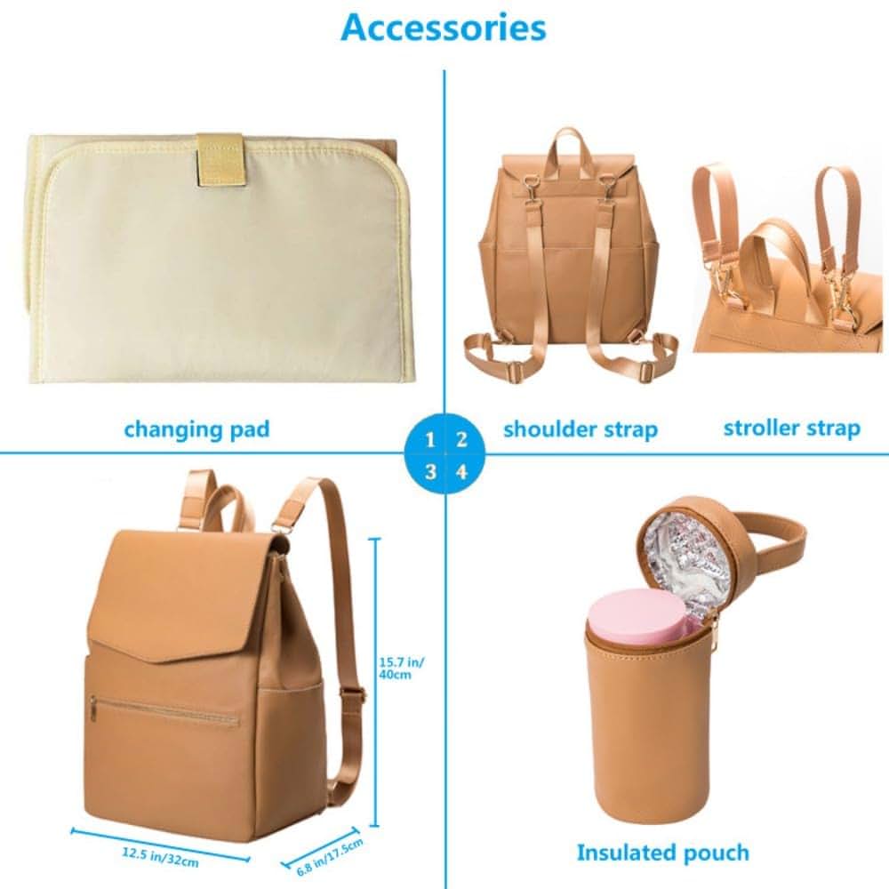 Dunbri Leather Mommy Backpack With Changing Pad And Stroller Hooks (photo 4)