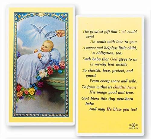 WJ Hirten E24-397 Baby's Baptismal, Clear Holy Cards