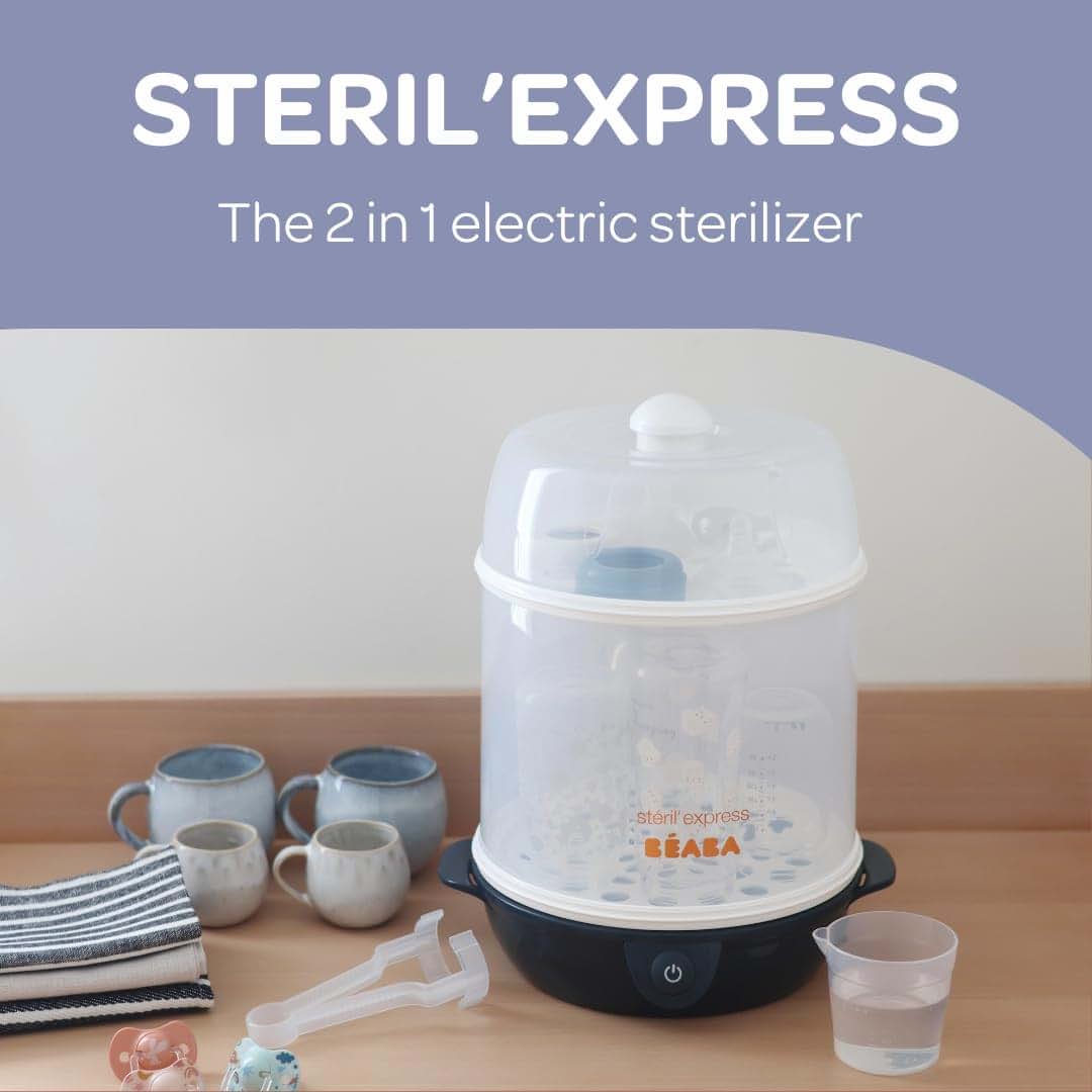 Béaba BEABA Steril' Express 2-in-1 Baby Bottle Sterilizer, Fast Sterilization in 6 Minutes, Auto Shut Off Feature (photo 2)