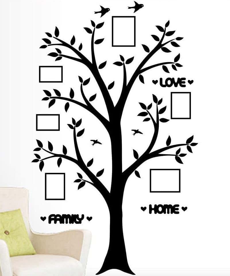 Jepart Family Photo Tree Wall Decal With Birds