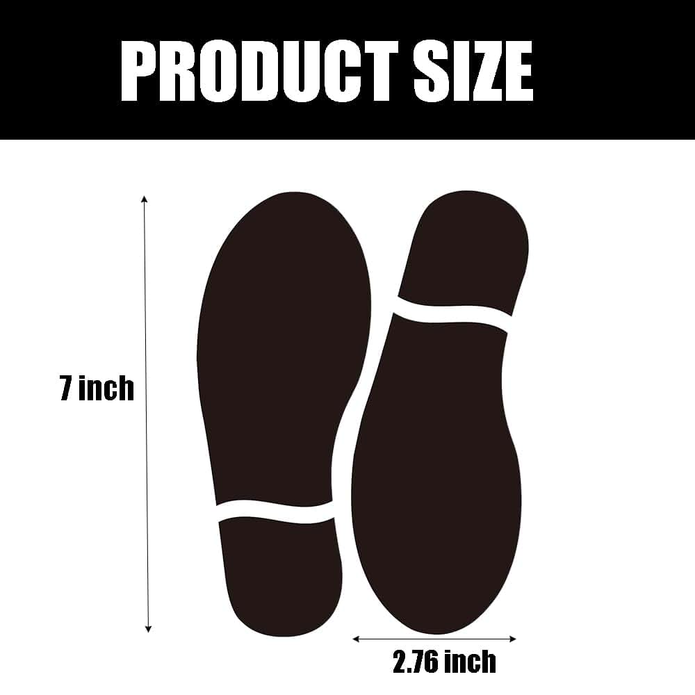 BabyOneStop 60 Pairs Black Footprint Stickers 7 Inch Floor Decals for Classroom and Party