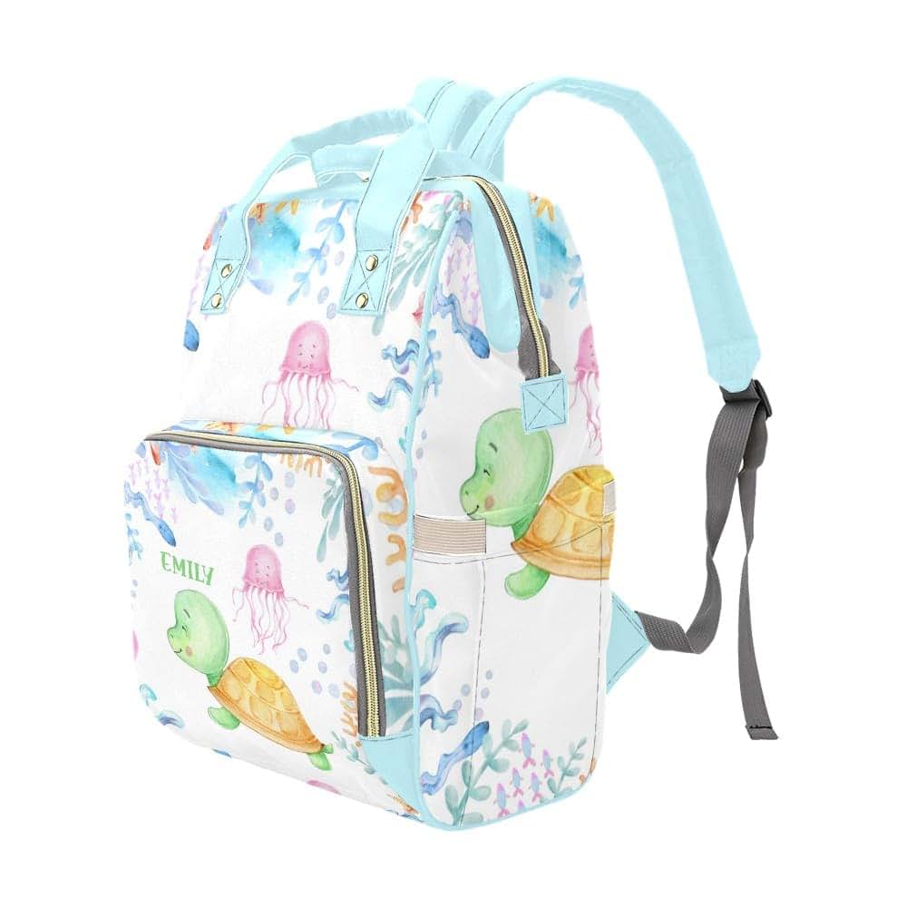 Nzoohy Sea Turtle Personalized Diaper Backpack With Custom Name (photo 3)