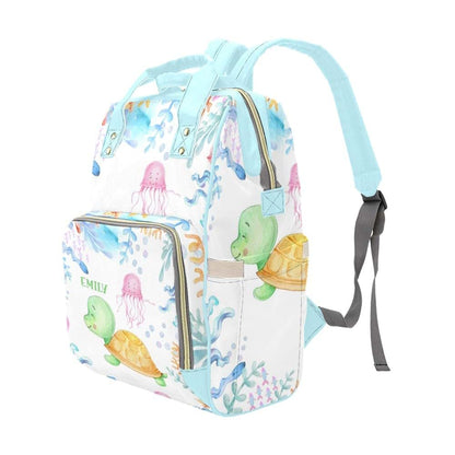 Nzoohy Sea Turtle Personalized Diaper Backpack With Custom Name (photo 3)